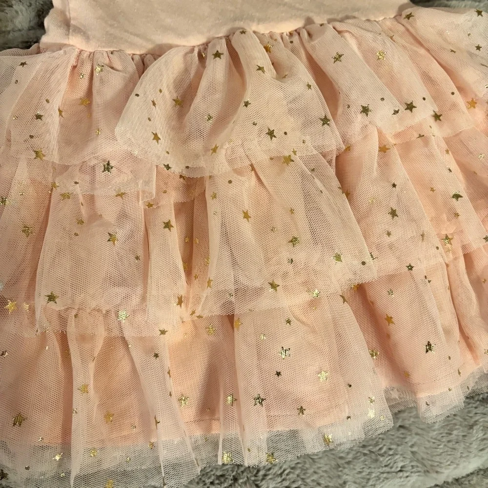 Cat & Jack 18 Months Light Pink Long Sleeve Dress Shirt with Gold Hearts Tutu